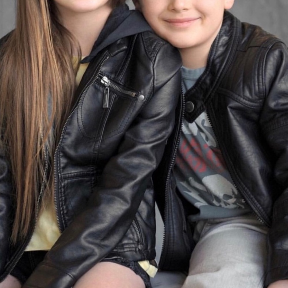 Boys fake leather jacket feels real size 7